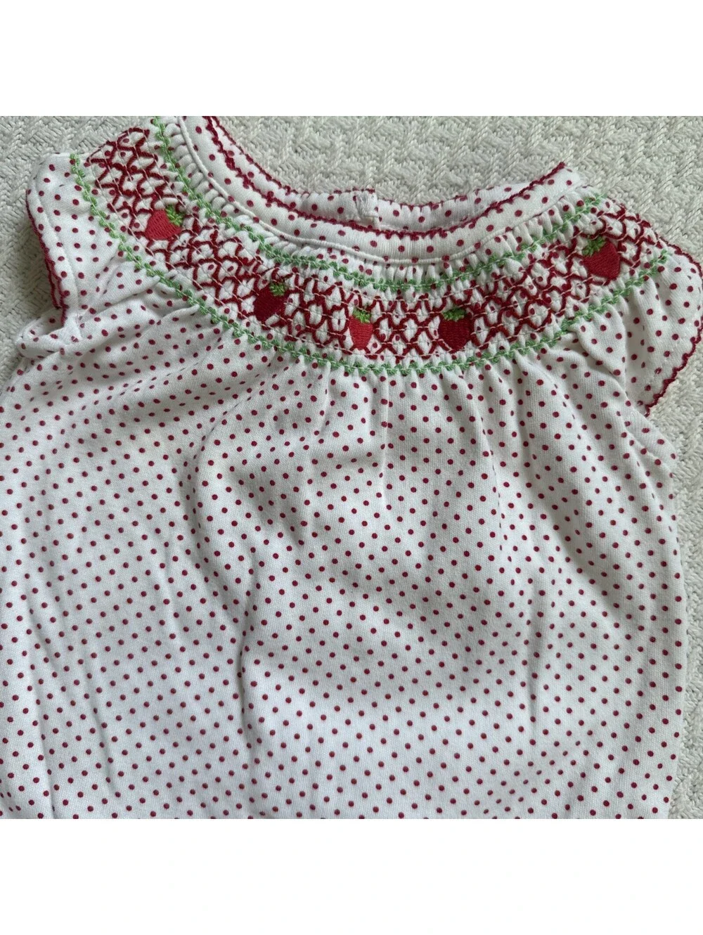 GYMBOREE 2012 So Berry Precious Dots Cute 3-6M Strawberry Polka Dot Romper